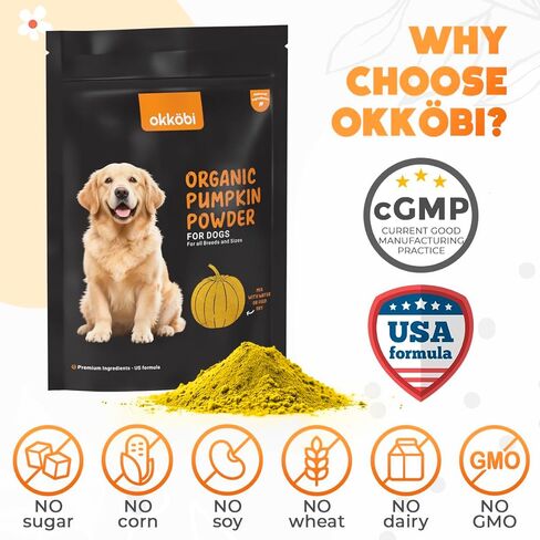 Organic Pumpkin for Dogs & Cats (8.82 oz) - Pumpkin Powder Including Seed & Apple - Supports Stool & Gut Health - Use on Food as Dog Fiber Supplement or Mix with Water for Puree in Saudi Arabia