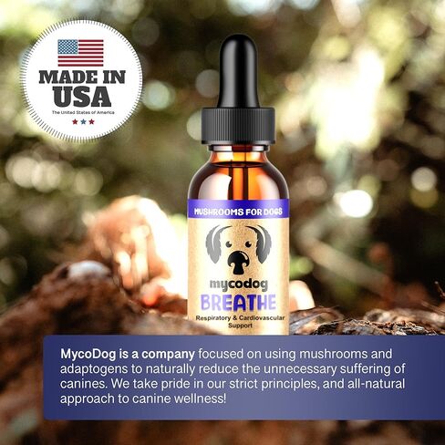 MycoDog Breathe - Respiratory Support Supplement for Dogs - Breathing Comfort & Airway Health - French Bulldogs, Pugs, & Flat-Faced Breeds - Natural Mushroom and Ashwagandha Drops - 2 oz in Saudi Arabia