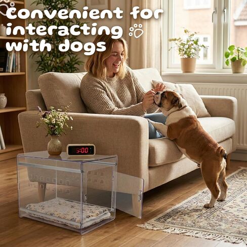 Dog Crate Furniture, Clear Indoor Dog Kennel for Small to Medium Dog, Durable Crack-Resistant PC Polycarbonate Pet Kennel, Lockable & Ventilated, Modern Dog Crate End Table,21.6"Lx15.7"Wx17.7"H in Saudi Arabia