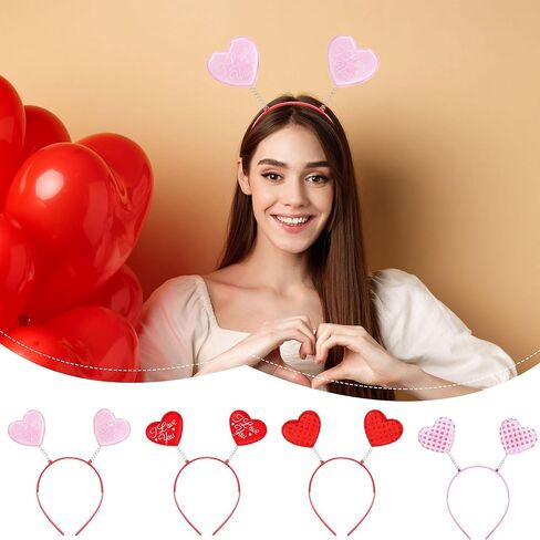 16 قطعة عصابات عيد الحب الحب القلب هوائي الشعر خوذة القلب الأحمر بوبر للنساء الفتيات عيد الحب ديكور حفلات صور الدعائم in Saudi Arabia