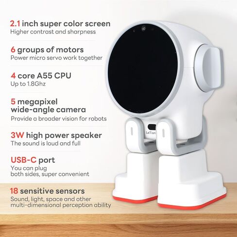 Rux AI Desktop Robot,Voice Dialogue Remote Monitoring Artificial Intelligence Companion Toy A55 Central Processor Built-in 4GB RAM/32GB ROM in Saudi Arabia