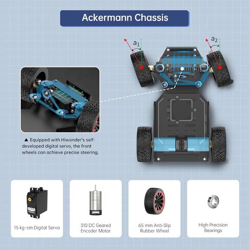 سيارة روبوت HIWONDER مع نماذج ChatGPT كبيرة AI، وكاميرا عمق ثلاثية الأبعاد، هيكل Ackermann Chassis ROS2-HUMBLE Lidar SLAM، الملاحة ورسم خرائط القيادة الذاتية، MentorPi A1 مجموعة متقدمة مع Raspberry Pi5 8GB in Kuwait