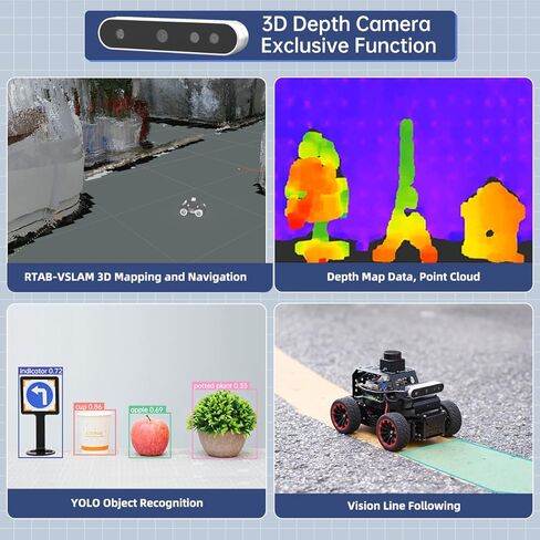 سيارة روبوت HIWONDER مع نماذج ChatGPT كبيرة AI، وكاميرا عمق ثلاثية الأبعاد، هيكل Ackermann Chassis ROS2-HUMBLE Lidar SLAM، الملاحة ورسم خرائط القيادة الذاتية، MentorPi A1 مجموعة متقدمة مع Raspberry Pi5 8GB in Kuwait