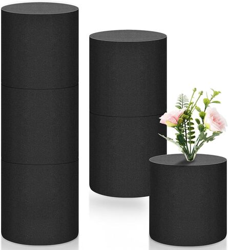 Ferrochef 6 Pcs Reusable Floral Foam Blocks Black Dry and Wet Floral Foam Blocks 3 x 3 Round for Fresh and Artificial Flower Arrangement Outdoor Flower Box Hanging Planters Wedding Home Decor in Kuwait