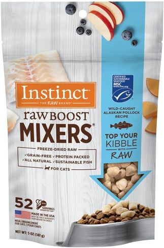 Instinct Raw Boost Mixers Freeze Dried Cat Food Topper, Grain Free - Wild-Caught Pollock, 5 oz. Bag in Kuwait