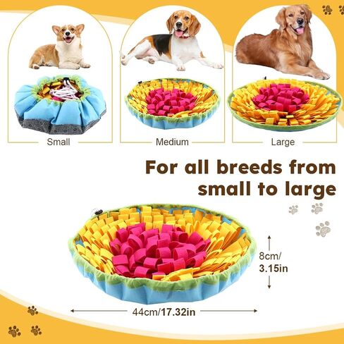 Snuffle Mat for Dogs, Adjustable Interactive Puzzl-e to-y Slow Feeder, Encourages Natural Foraging Skills, Pet Enrichment Toys for Small to Large Dogs, Reduce Anxiety, Boredom (Blue+Yellow) in Saudi Arabia