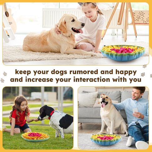 Snuffle Mat for Dogs, Adjustable Interactive Puzzl-e to-y Slow Feeder, Encourages Natural Foraging Skills, Pet Enrichment Toys for Small to Large Dogs, Reduce Anxiety, Boredom (Blue+Yellow) in Saudi Arabia