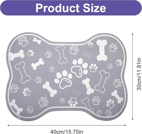 Dog Cat Food Mat Rapid Absorbent Dog Bone Shaped Placemat Water Bowl Mat No Stains Quick Dry Water Dispenser Mats Pet Accessories Supplies (15.7 × 11.8 inches/40 × 30 cm) in Saudi Arabia