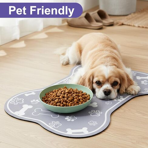 Dog Cat Food Mat Rapid Absorbent Dog Bone Shaped Placemat Water Bowl Mat No Stains Quick Dry Water Dispenser Mats Pet Accessories Supplies (15.7 × 11.8 inches/40 × 30 cm) in Saudi Arabia