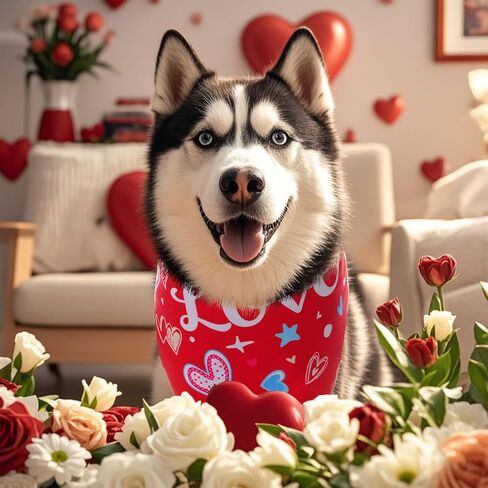 Valentines Dog Bandana, 2 Pcs Pink Dog Bandana, Red Dog Bandanas, Double Sided Printing Dog Valentines Bandana for Small Medium Large Dogs in Saudi Arabia