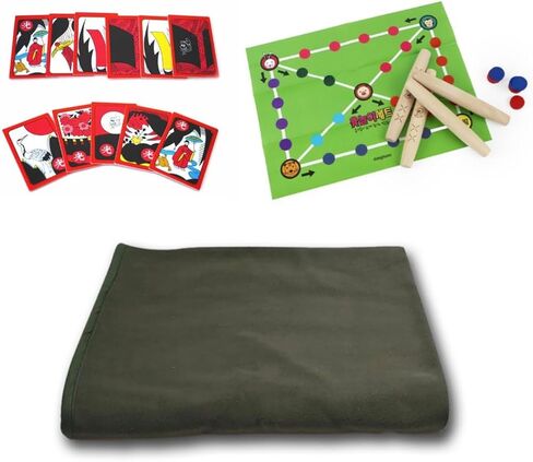 Traditional Korean Game Set - Premium Padded Mat 31.5x29.5 with Yutnori Strategy Game and Hwatu Flower Cards, Social Party Gift for K-Culture Fans in Kuwait