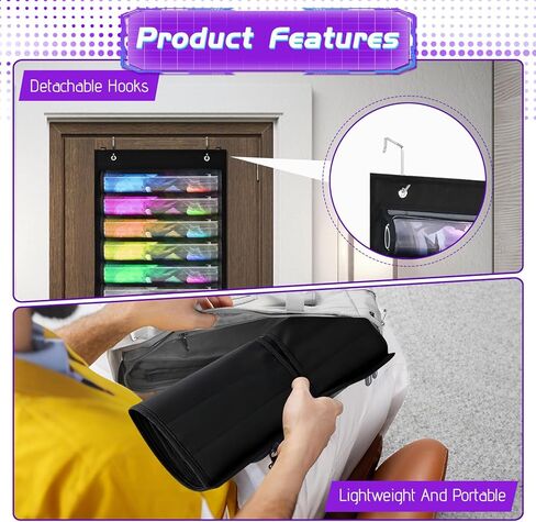 2Pcs Hanging Playmat Tube Storage Bag - Wall-Mount Game Mat Holder with 26 Transparent PVC Slots, 4 Hooks, Dustproof for TCG/RPG/MTG Mats (Black) in Kuwait