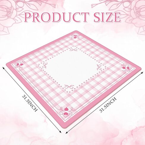 JarThenaAMCS عيد الحب الوردي القوس منقوشة جونغ حصيرة مع حقيبة حمل 31.5 "× 31.5" Preppy Coquette الجدول حصيرة عدم الانزلاق لعبة غطاء الطاولة لألعاب لوحة البطاقة والبلاط in Saudi Arabia