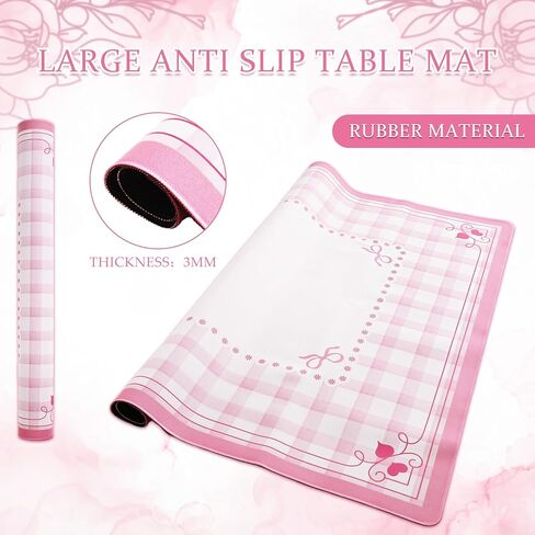 JarThenaAMCS عيد الحب الوردي القوس منقوشة جونغ حصيرة مع حقيبة حمل 31.5 "× 31.5" Preppy Coquette الجدول حصيرة عدم الانزلاق لعبة غطاء الطاولة لألعاب لوحة البطاقة والبلاط in Saudi Arabia