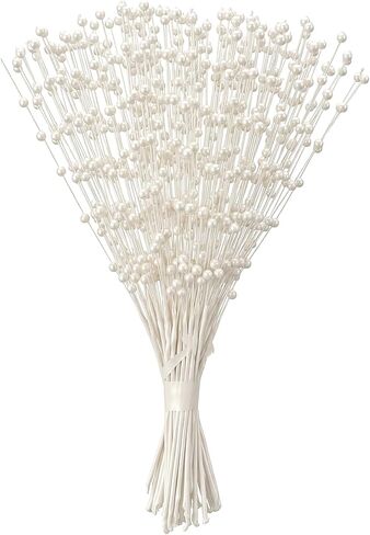 50 Pcs Pearl Floral Picks Pearl Bouquets 4mm Bead String Garland Floral Beaded Spray Filler Arrangements Christmas Tree Picks Wedding Decor (Beige) in Kuwait