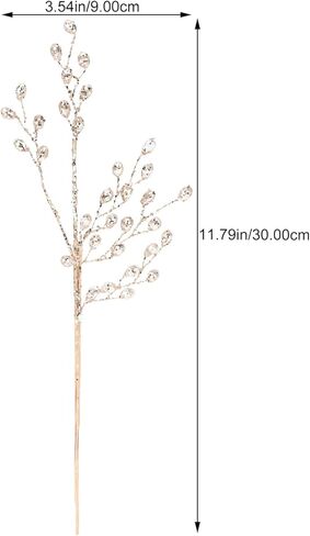 2pcs Artificial Bouquets with Bead Drop Crystal Flower Acrylic Stem DIY Wreath Crafts Christmas Berry Stem Fake Picks Branches Vase Fillers for Wedding Birthday Party Decoration in Saudi Arabia