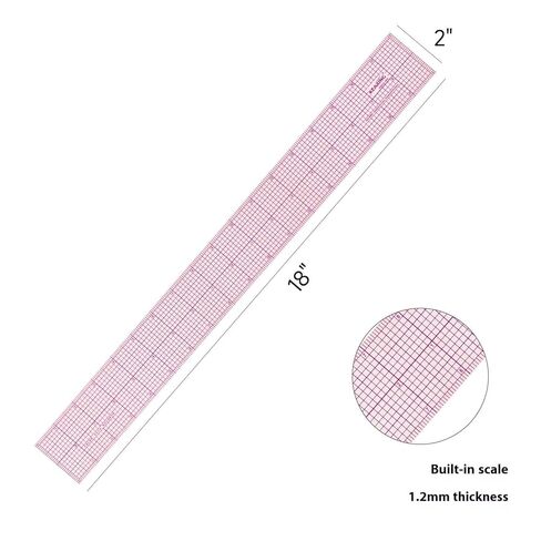 ‌Clear Sewing Graph Ruler 2"x18", Transparent Pattern Measuring Tool for Dressmaking, Quilting, Crafting‌ in Saudi Arabia