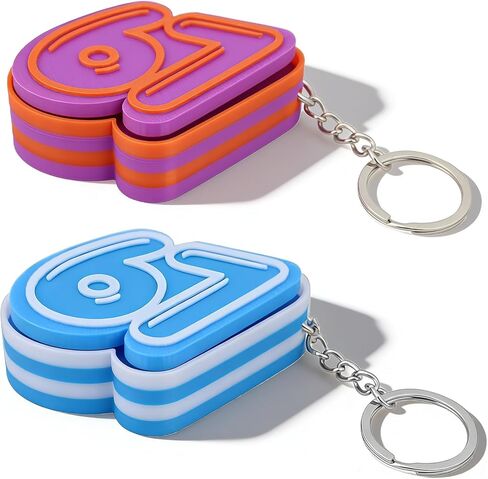 2PCS - Fidget Keychain, 67 Keychain, 67 Toy, 3D Printed Sensory Clicker Keychain Fidget Clicker Toys for Adults, Boost Focus & Calm Anxiety at Work, Travel – Ideal Stress-Relief Gift in Kuwait