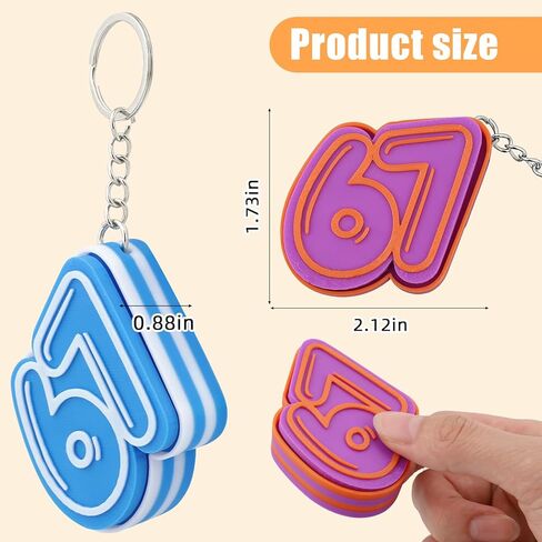 2PCS - Fidget Keychain, 67 Keychain, 67 Toy, 3D Printed Sensory Clicker Keychain Fidget Clicker Toys for Adults, Boost Focus & Calm Anxiety at Work, Travel – Ideal Stress-Relief Gift in Kuwait