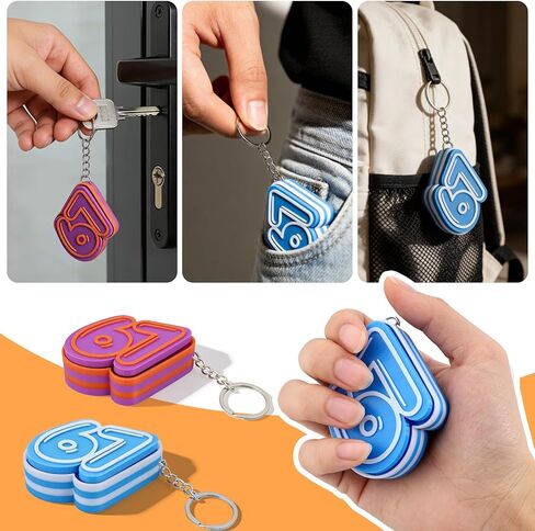 2PCS - Fidget Keychain, 67 Keychain, 67 Toy, 3D Printed Sensory Clicker Keychain Fidget Clicker Toys for Adults, Boost Focus & Calm Anxiety at Work, Travel – Ideal Stress-Relief Gift in Kuwait