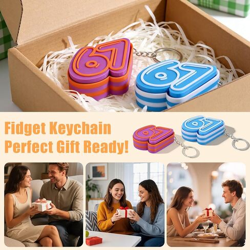 2PCS - Fidget Keychain, 67 Keychain, 67 Toy, 3D Printed Sensory Clicker Keychain Fidget Clicker Toys for Adults, Boost Focus & Calm Anxiety at Work, Travel – Ideal Stress-Relief Gift in Kuwait