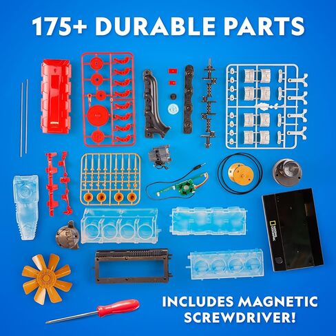 National Geographic 4-Cylinder Engine Building Kit – 175+ Piece Working Model with Moving Parts, Clear Visible Engine Model, STEM Building Toy with Tools & Learning Guide for Kids in Kuwait