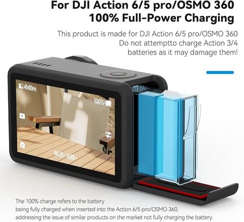 شاحن بطارية TELESIN لـ DJI Osmo Action 6 5 Pro/OSMO 360 فتحة ثلاثية PD3.0 حافظة بطاريات شحن سريع مع سلك من النوع C وفتحة بطاقة مزدوجة حماية متعددة لـ DJI Osmo Action 6/5 Pro/OSMO 360 in Saudi Arabia