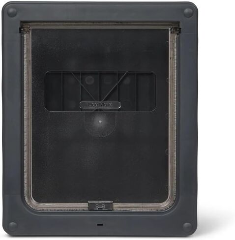 باب كلب متوسط ​​الحجم قابل للقفل من دوج ميت (215 جرام) - غطاء قلاب للكلاب المتوسطة والقطط الكبيرة، من مادة UPVC والجدار والخشب، مصمم بشكل آمن لحيواناتك الأليفة، رمادي in Kuwait