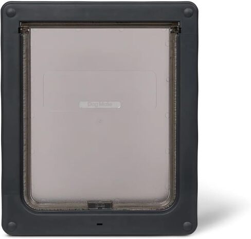 باب كلب متوسط ​​الحجم قابل للقفل من دوج ميت (215 جرام) - غطاء قلاب للكلاب المتوسطة والقطط الكبيرة، من مادة UPVC والجدار والخشب، مصمم بشكل آمن لحيواناتك الأليفة، رمادي in Kuwait