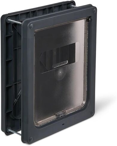 باب كلب متوسط ​​الحجم قابل للقفل من دوج ميت (215 جرام) - غطاء قلاب للكلاب المتوسطة والقطط الكبيرة، من مادة UPVC والجدار والخشب، مصمم بشكل آمن لحيواناتك الأليفة، رمادي in Kuwait