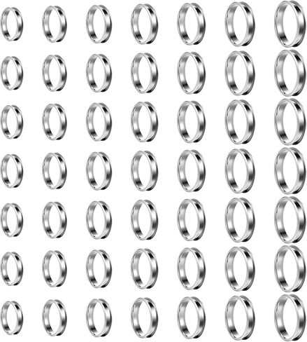 49 PCS 7 Sizes Stainless Steel Blank Finger Ring 5mm Wide Round Grooved Inlay RingSize 7/8/9/10/11/12/13 Core Finger Rings Blanks Round Empty Rings for Inlay Ring-Jewelry Wedding Band Making(Silver) in Saudi Arabia