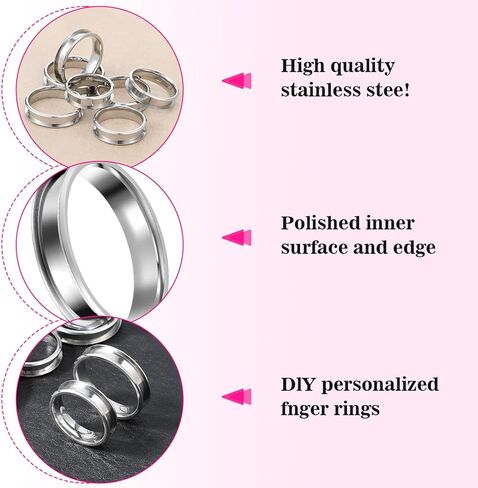 49 PCS 7 Sizes Stainless Steel Blank Finger Ring 5mm Wide Round Grooved Inlay RingSize 7/8/9/10/11/12/13 Core Finger Rings Blanks Round Empty Rings for Inlay Ring-Jewelry Wedding Band Making(Silver) in Saudi Arabia