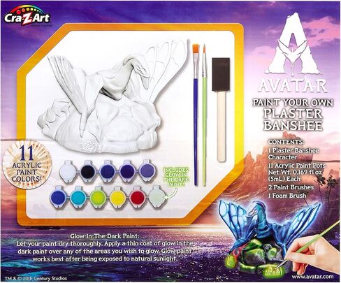 CRA-Z-Art Avatar قم بطلاء مجموعة الجبس Banshee Craft الخاصة بك للأطفال من عمر 6 سنوات فما فوق، وتتضمن 10 ألوان طلاء أكريليك، وطبقة علوية تتوهج في الظلام، وفرشاة وشكل جص in Saudi Arabia