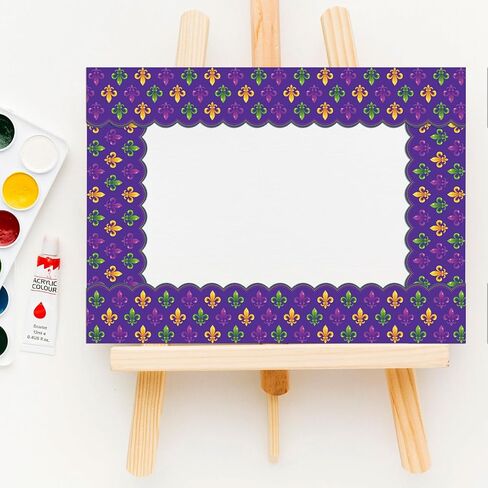 32.8 Ft Mardi Gras Bulletin Board Borders Purple Green and Gold Scalloped Die Cut Trim Sticker Roll for Carnival Masquerade Party Home School Classroom Wall Decor in Saudi Arabia