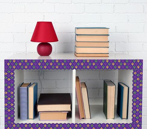 32.8 Ft Mardi Gras Bulletin Board Borders Purple Green and Gold Scalloped Die Cut Trim Sticker Roll for Carnival Masquerade Party Home School Classroom Wall Decor in Saudi Arabia