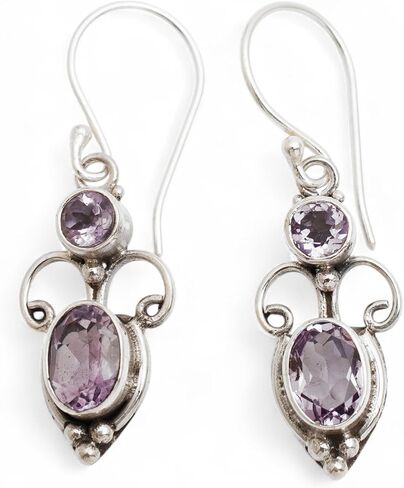 NOVICA Artisan Handmade Amethyst Sterling Silver Dangle Earrings in Saudi Arabia