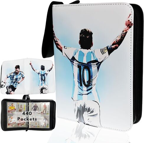 Soccer Card Binder 440 Pockets- Waterproof Trading Card Album with 55 Removable Sleeves Fit - 3 Rings with Zipper -Compatible with Topps Sports Cards Collection in Kuwait