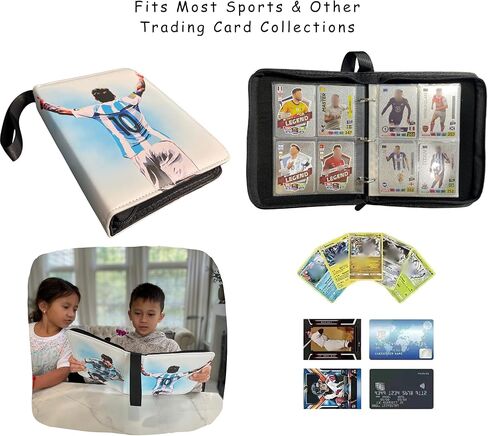 Soccer Card Binder 440 Pockets- Waterproof Trading Card Album with 55 Removable Sleeves Fit - 3 Rings with Zipper -Compatible with Topps Sports Cards Collection in Kuwait