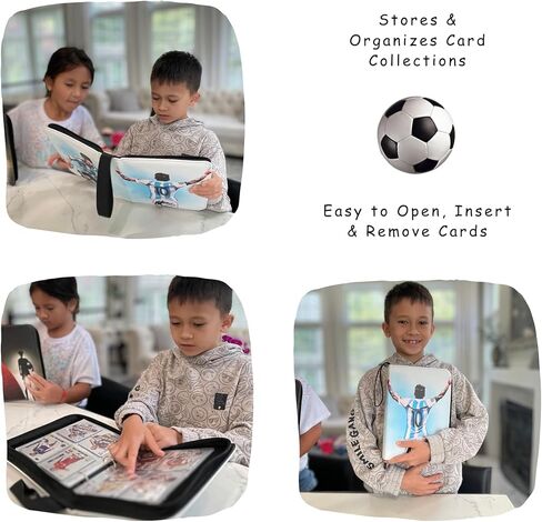 Soccer Card Binder 440 Pockets- Waterproof Trading Card Album with 55 Removable Sleeves Fit - 3 Rings with Zipper -Compatible with Topps Sports Cards Collection in Kuwait