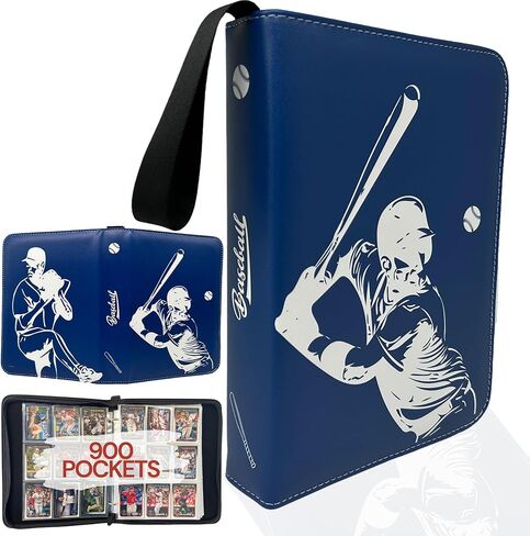 Soccer Card Binder 440 Pockets- Waterproof Trading Card Album with 55 Removable Sleeves Fit - 3 Rings with Zipper -Compatible with Topps Sports Cards Collection in Kuwait
