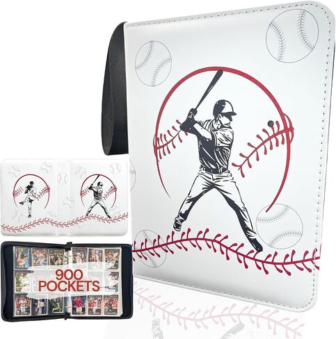Soccer Card Binder 440 Pockets- Waterproof Trading Card Album with 55 Removable Sleeves Fit - 3 Rings with Zipper -Compatible with Topps Sports Cards Collection in Kuwait
