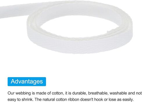 Generic Cotton Twill Tape 1/4 Inch 10 Yards 100% Cotton Ribbon Bias Tape Herringbone Webbing Trim for Sewing Gift Wrapping, Solid White in Saudi Arabia