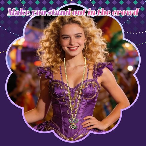 20 Sets Carnival Beads Necklaces Accessories necklaces bulk Lily Mask Design Party Supplies Necklace for Carnival Celebration Parade Throws, Party Favors, and Decorations in Kuwait