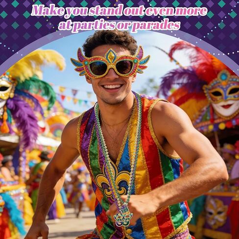 20 Sets Carnival Beads Necklaces Accessories necklaces bulk Lily Mask Design Party Supplies Necklace for Carnival Celebration Parade Throws, Party Favors, and Decorations in Kuwait