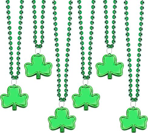 Mardi Gras Bead Necklace, 6Pcs Beads Necklaces with Pendant for Carnival St. Patricks Day Party Decorations Supplies in Kuwait