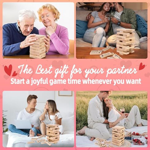 شهوة برج لعبة الجنس للبالغين، 48pcs الكبار لعبة برج كتلة خشبية للأزواج، هدايا عيد الحب تاريخ ليلة الأفكار القذرة هدايا للزوج زوجة، الأزواج الخشبية لعبة تاريخ ليلة لعبة in Kuwait