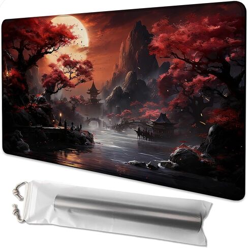 Playmat for MTG Blood Moon Secrets Magic Play Mat 24x14 Inch Card Game Mat for Magic The Gathering TCG PTCG Playmat with Free Storage Bags Non-Slip Backing and Stitched Edge in Saudi Arabia