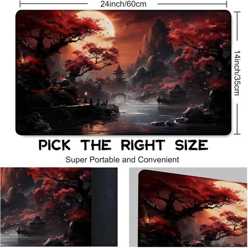 Playmat for MTG Blood Moon Secrets Magic Play Mat 24x14 Inch Card Game Mat for Magic The Gathering TCG PTCG Playmat with Free Storage Bags Non-Slip Backing and Stitched Edge in Saudi Arabia