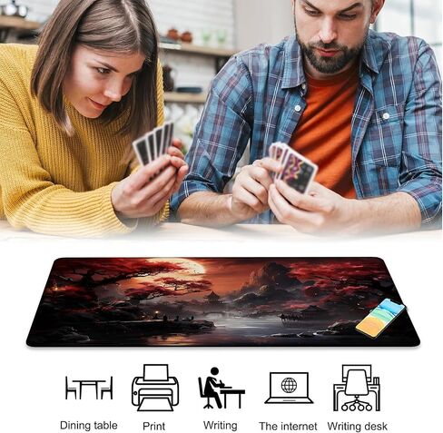 Playmat for MTG Blood Moon Secrets Magic Play Mat 24x14 Inch Card Game Mat for Magic The Gathering TCG PTCG Playmat with Free Storage Bags Non-Slip Backing and Stitched Edge in Saudi Arabia
