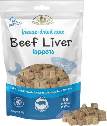 Fieldcrest Farms Beef Liver Toppers – Freeze-Dried Single Ingredient Dog Food Topper or Treat, All-Natural, High Protein, Raw & Grain-Free,12 oz. in Saudi Arabia